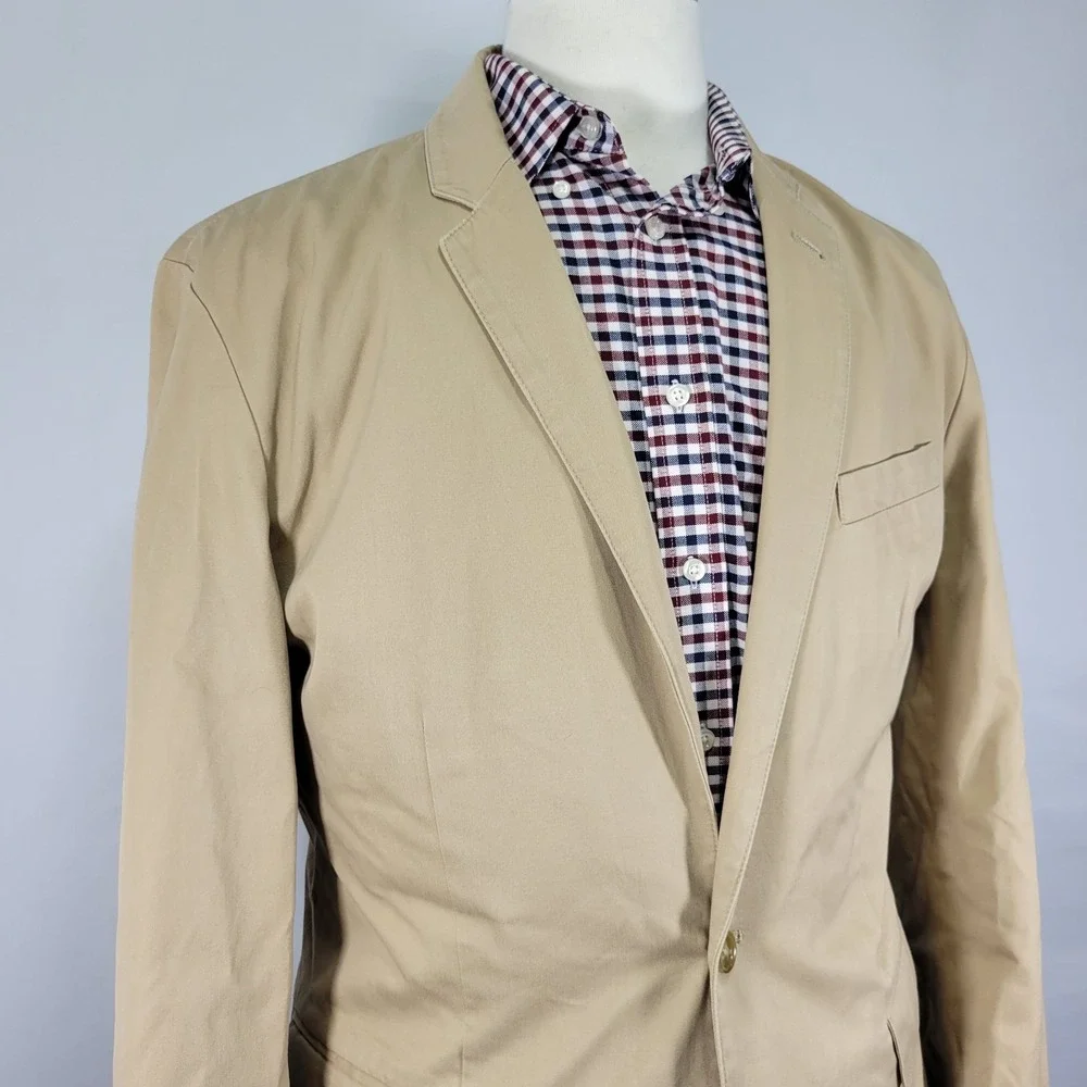 J.Crew Men's Sport Coat Blazer Two Button Beige Cotton Size Large‎